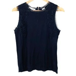 Kersh black sleeveless top with crochet detail med